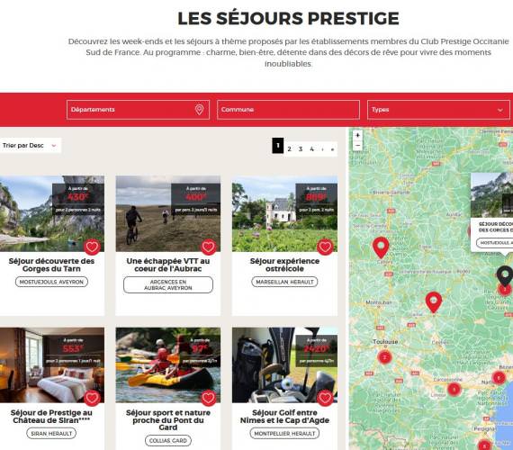 Séjours prestige site internet Tourisme Occitanie