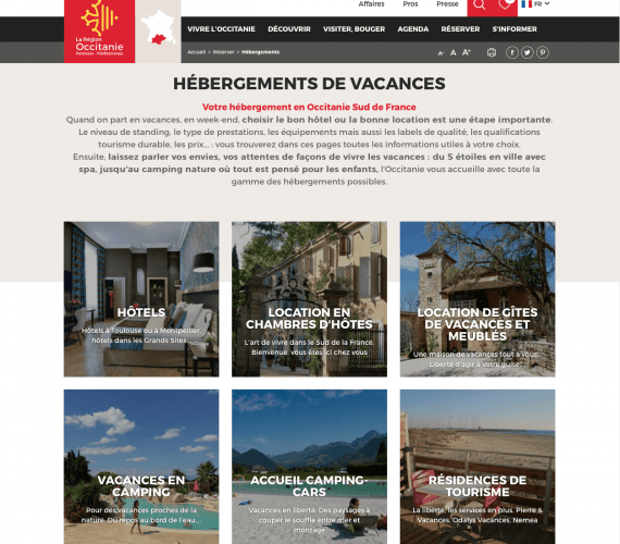 RRIT, rubrique hébergements