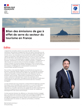 Ademe bilan des émissions de gaz à effet de serre secteur du tourisme en France
