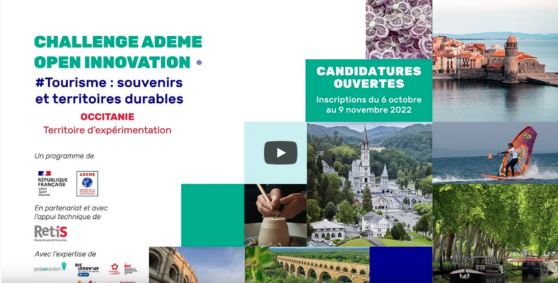 Challenge ADEME open innovation tourisme novembre 2022