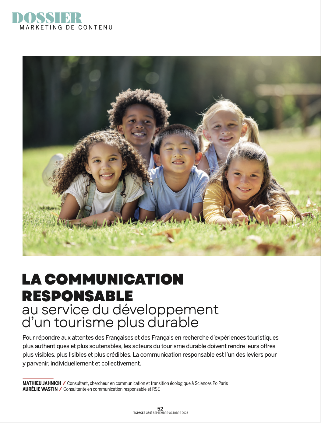 Article_revue_espaces_communication_reponsable_au service_tourisme_durable_septembre_octobre_2025